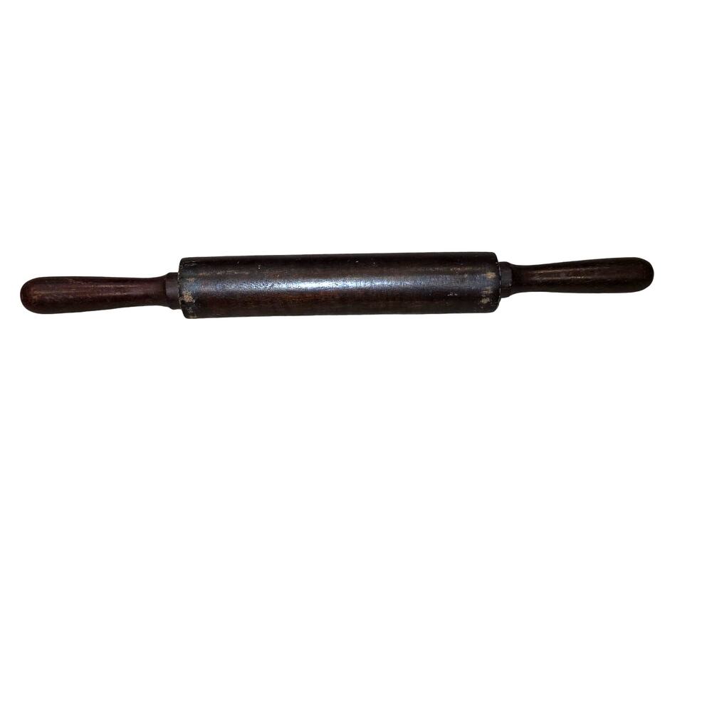 vintage dark wood rolling pin approximately 13 in long